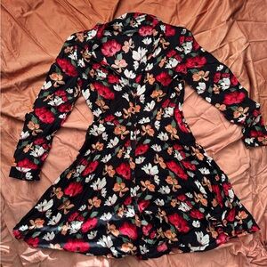 Zara Floral Print Blouse with Red and Orange Accents